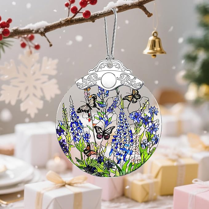 Lavender Monarch Butterfly Stained Glass Ornament – Christmas Ornament, Christmas Tree Ornament, & Perfect Holiday Decor | Butterfly Lover Gift, Gifts for Women and Friend