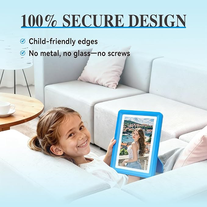 Blue 5x7 Picture Frame with Acrylic Front, ABS Frame for 5x7 or 4x6 Photos, Shatterproof UV-Resistant Tabletop Photo Frame, Vertical/Horizontal Display for Home Décor