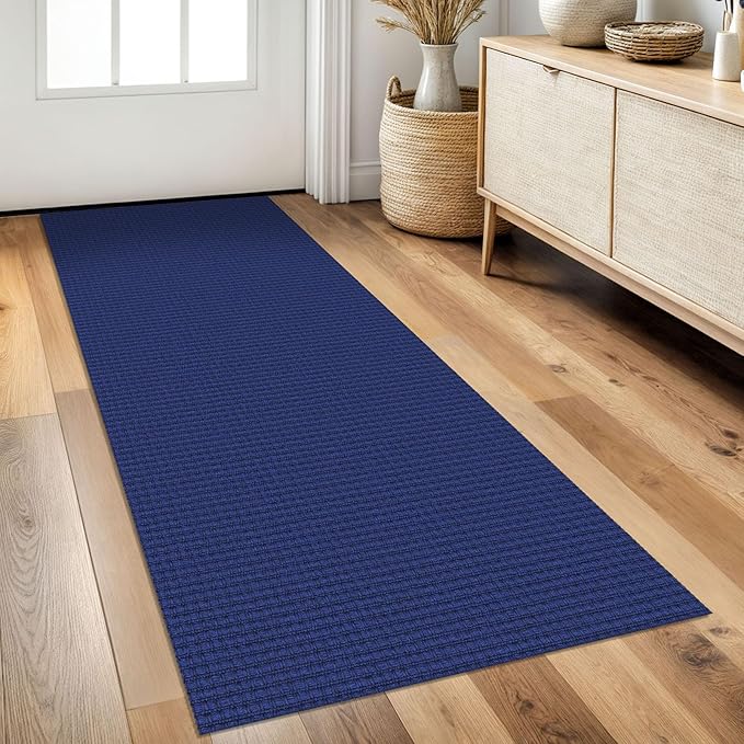 Braided Runner Rug 2x5 Ft Washable Runners for Hallways Kitchen Runner Rug Rubber Backed Cotton Entryway Runner Indoor, Woven Floor Carpet for Hall Kitchen Bedroom, Royal Blue/Navy