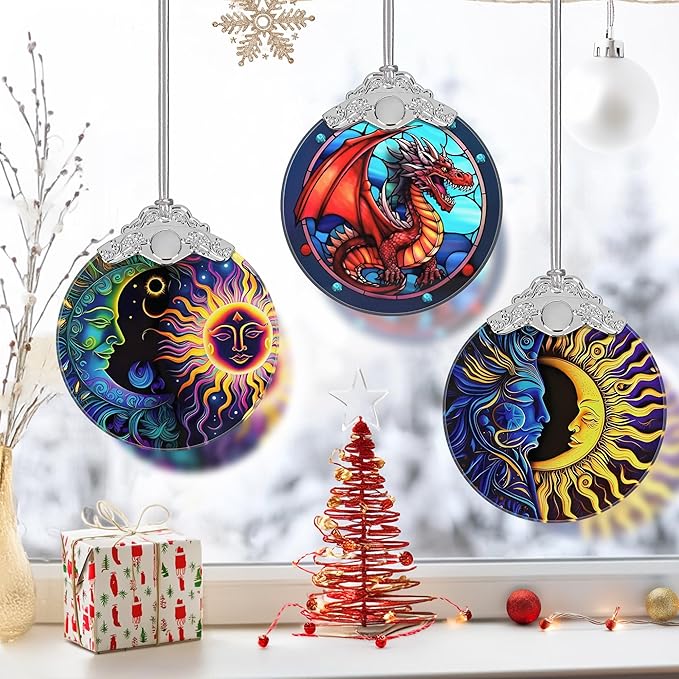Dragon Ornament, Christmas Ornaments, Christmas Decorations for Tree, Stained Glass Ornament, Heirloom Keepsake, Gift Exchange, Gift Ideas, Bauble Present - Flying Dragon