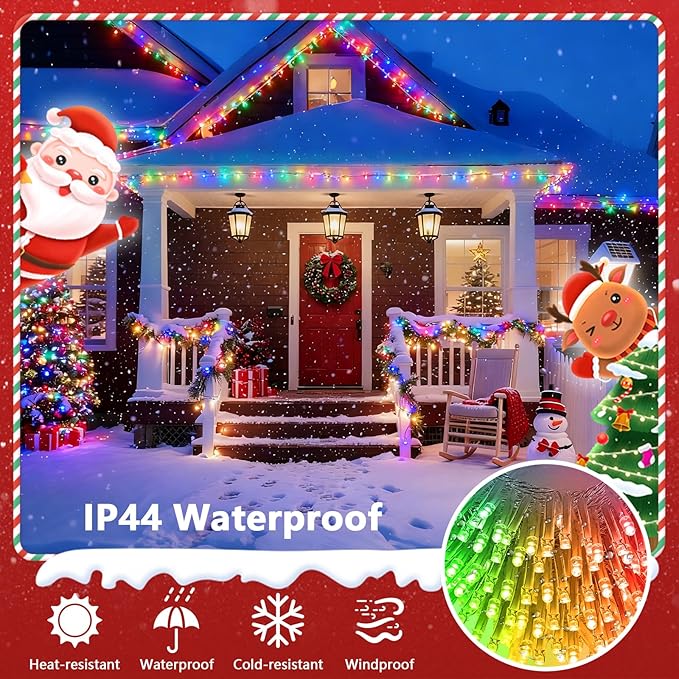 2025 New 51FT 120LED Smart Color Changing Christmas String Lights Outdoor App Control RGB LED String Lights with Remote & Timer, Waterproof Twinkle Christmas Tree Lights Indoor for Holiday Xmas Decor
