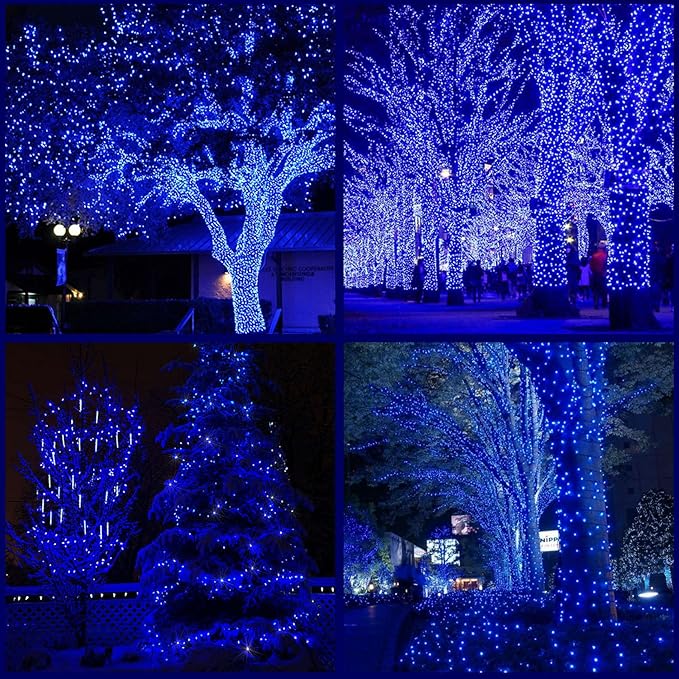 YULETIME 200 Blue Wide Angle LED Christmas Lights, 66 Feet Green Wire UL Certified 5mm Holiday String Light Set (Blue)