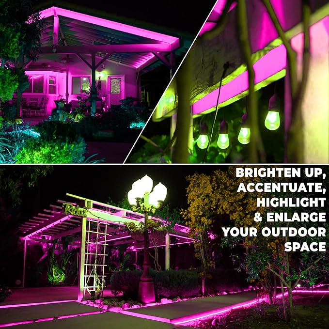 WYZworks 108LEDs, 10ft LED Outside Rope Lights, Waterproof Permanent Outdoor ETL Certified Connectable Clear Tube, Christmas Palm Tree Holiday Decorative Landscape Patio Accent Lighting - Pink