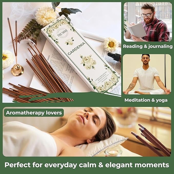 Gardenia Incense Sticks - Pack of 100 Inscents-Sticks - Inciensos Aromaticos para La Casa - Made with Natural Insence Ingredients - Scented Incents Non Toxic Insense