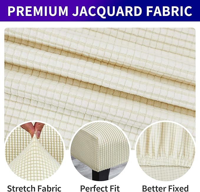 Howhic Stretch Chair Covers for Dining Room Set of 4, Removable Washable Dining Room Chair Covers, Dining Chair Slipcovers Seat Protector, Great for Home and Banquet Decoration (Ivory, 4 Pack)