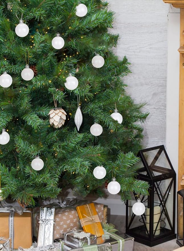 1.57" Pearl White Christmas Balls Ornaments 40 Pcs Shatterproof Christmas Ornaments Set Halloween Balls Ornaments White Ornament for Xmas Tree Holiday Party