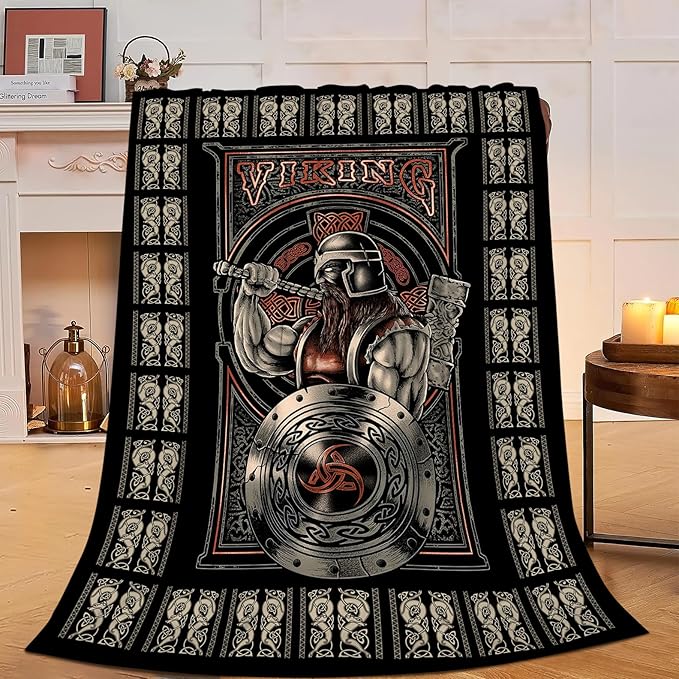 Viking Blanket Viking Decor Throw Blanket Super Warm Soft Plush Lightweight Fleece Flannel Warrior Gifts for Men Boys Girls Women Kids for Winter Bed Couch Bed 60"X80"