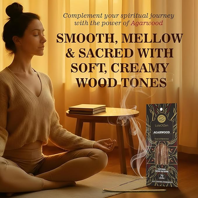Agarwood Incense Sticks - Natural Oud Wood Incense for Meditation & Relaxation - Slow Burning Oudh Sticks - Arabic Sandalwood Fragrance - Aromatic Bakhoor