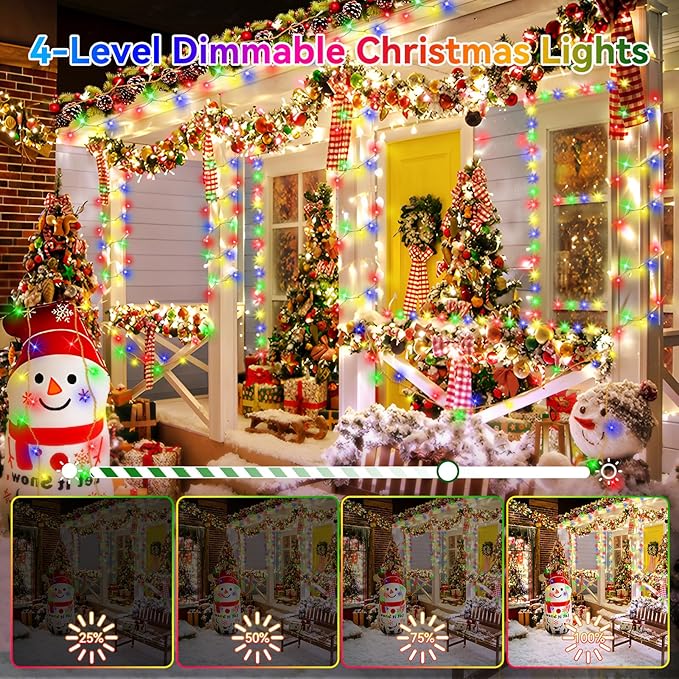 Heceltt Christmas Lights Outdoor, 403FT 1000 LED String Lights 8 Modes and Timer Memory Function Twinkle Fairy Lights IP44 Waterproof Plug in for Xmas Tree Wedding Party Holiday Decor(Multicolor)