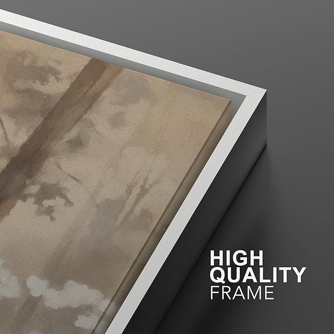 MUDECOR Framed Wall Art Print Set Neutral Forest Landscape Beige and Gray Watercolor Illustrations Realism Decorative for Living Room, Bedroom, Office - 24"x36"x3 White