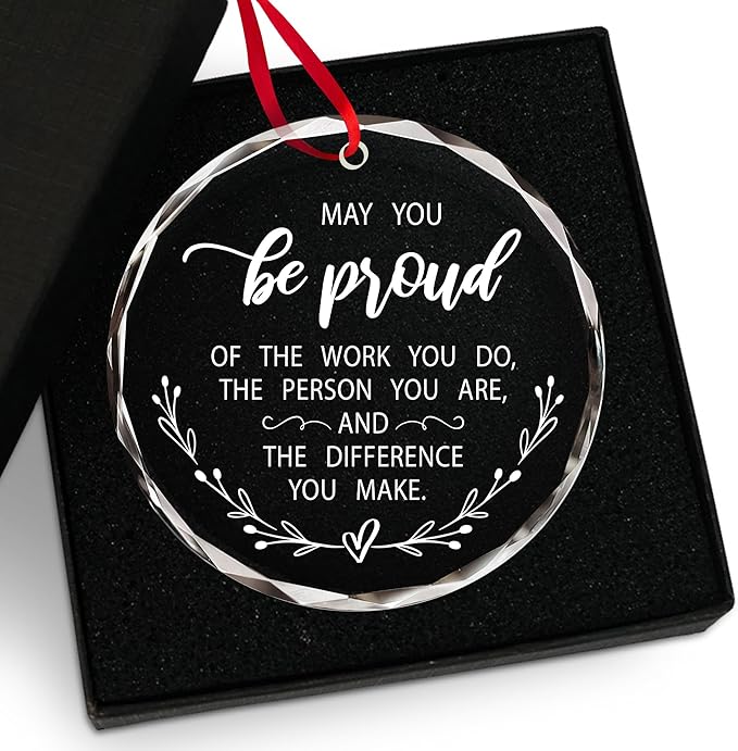 Teacher Christmas Ornament - Glass Christmas Ornaments for Tree Decoration 2025 - Employee Appreciation Thank You Gifts for Women Coworkers Boss, Retirement Gift for Woman, Stocking Stuffers