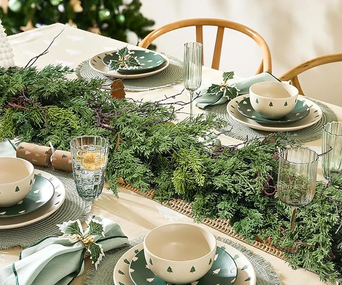 Lvydec Christmas Pine Garland Greenery Decoration, 6ft Realistic Cedar Branches Pine Leaves Cypress Garland for Holiday Mantel Fireplace Table Centerpiece