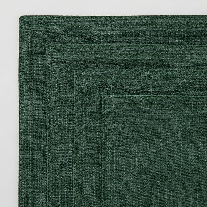 MIULEE Christmas Green Linen Pillow Covers Pack of 4 Decorative Natural Solid Throw Pillow Covers Soft Accent Boho Farmhouse Couch Pillowcases Modern Home Decor for Living Room Bed Sofa 18x18 Inch