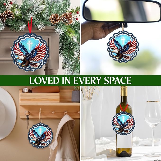 FLAGWIX Christmas Bald Eagle Gifts for Men Women - American Eagle Suncatcher Ornaments 2025 for Tree Decorations - Christmas Ornaments for Home Decor, Eagle Gifts for Mom Dad, Friend Gift Ideas