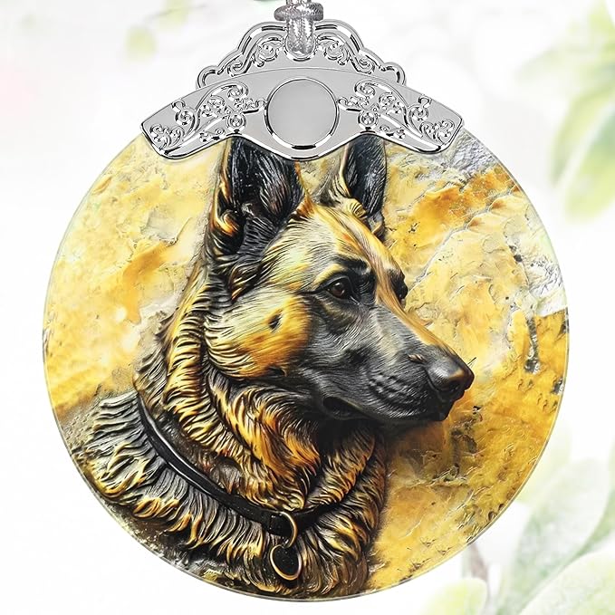 3" Stained Glass German Shepherd Ornament, Christmas Ornament, Christmas Ornaments for Tree, Heirloom Keepsake, Gift Exchange, Gift Idea, Bauble Present