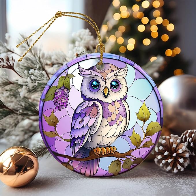 Touber Christmas Ornament, Owl Christmas Ornaments for Tree, Christmas Tree Decor, Holiday Ornament