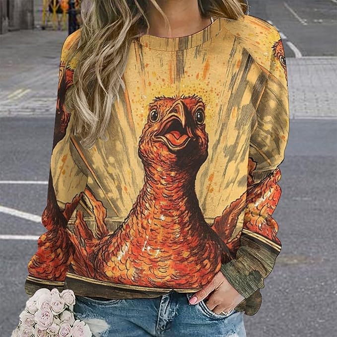 Thanksgiving Sweatshirt for Women Crewneck Pullover Casual Graphic Long Sleeve Shirts Sweater