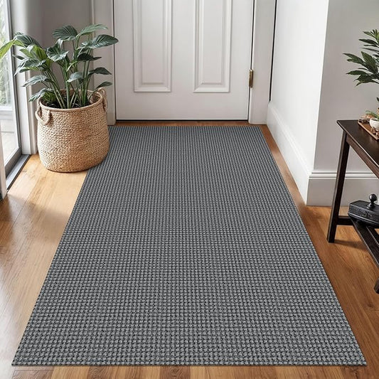 Braided Area Rug 3x5 Ft Washable Rugs for Entryway Non Slip Throw Rugs Boho Door Mat Indoor Entrance Cotton Kitchen Mats Woven Front Door Carpet for Foyer Living Room, Dark Grey/Grey