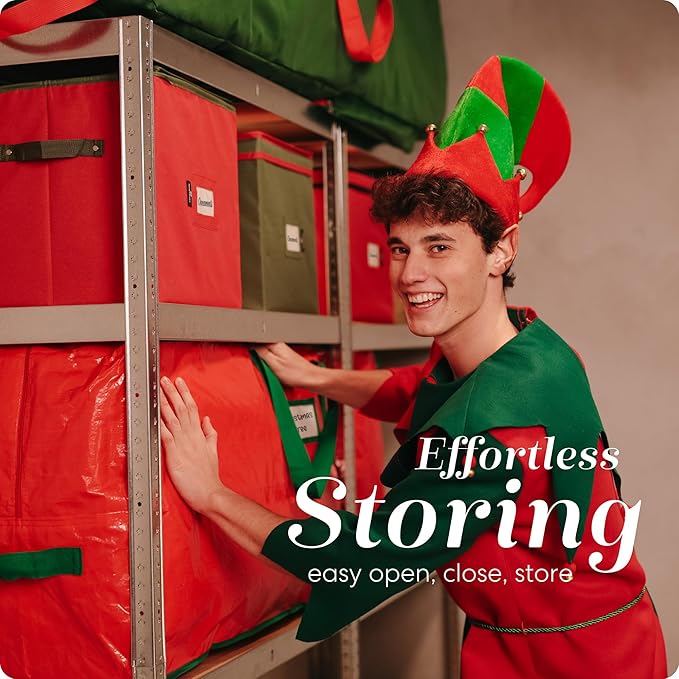 Christmas Tree Storage Bag - Stores 9 Foot Artificial Xmas Holiday Tree, Durable Waterproof Material, Zippered Bag, Carry Handles - Protects Against Dust, Insects and Moisture (Red)