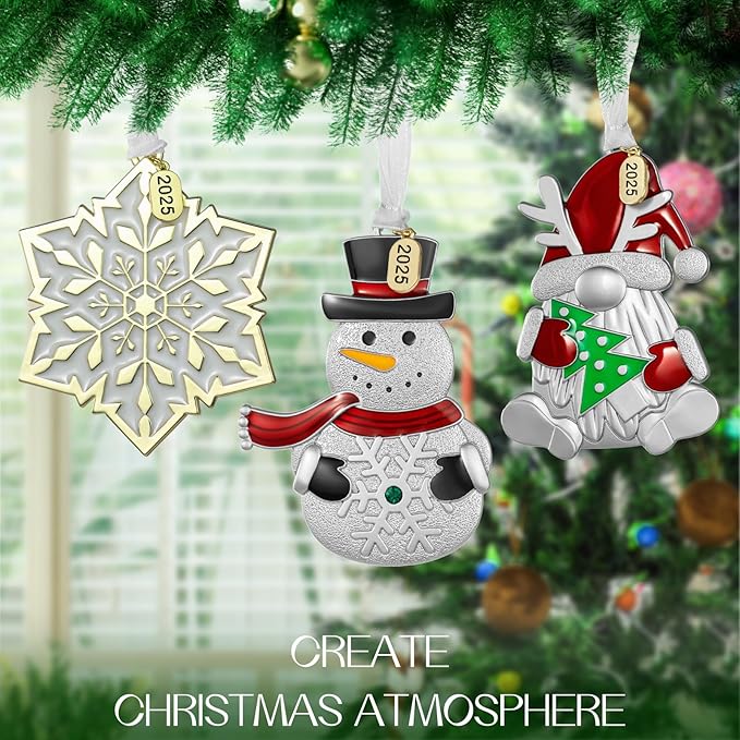 Laraine Christmas Tree Ornaments – 2025 Hanging Decorative Pendant of Tree Car Charm Holiday Keepsake Gift Home Decor (3-Piece Set (2025))