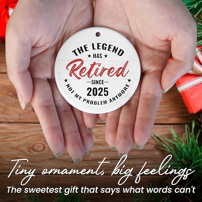 Christmas Retirement Gifts for Women Men - Ceramic Christmas Ornaments 2025 - Funny Retired Goodbye Farewell Coworker Leaving Gifts for Wome Coworkers Friends, Retirement Gift for Woman