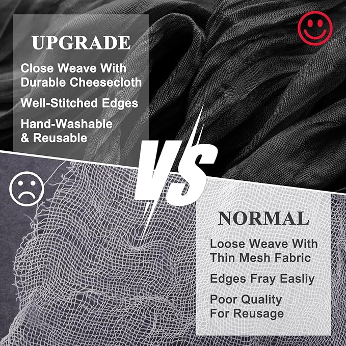 Wokceer Cheesecloth Table Runner 3Pack 10FT Black Christmas Boho Gauze Cheese Cloth Table Runner for Party Easter Rustic Sheer Table Runners for Baby Bridal Shower Wedding Table Decor