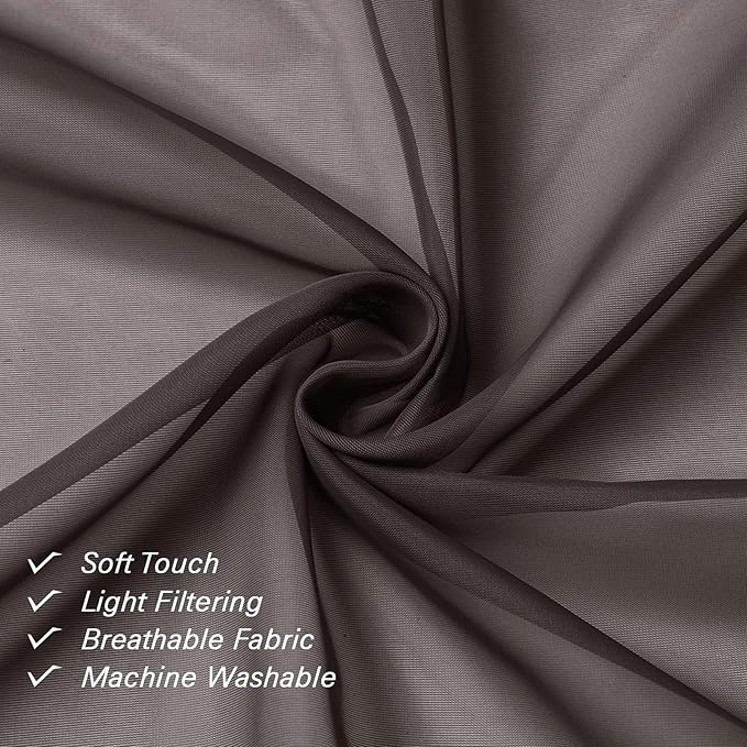 Lecloud Chocolate Sheer Curtains 78 Inches Long 2 Panels,Light Filtering Voile Airy Curtains, Balance Light Privacy Window Treatments with Dual Rod Pocket for Bedroom Laundry Room, Each 42" W x 78" L