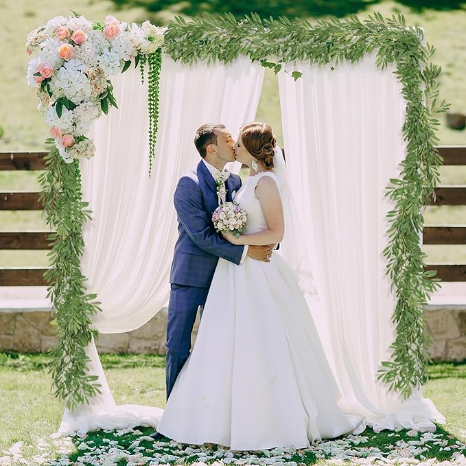 RECUTMS 2Pcs Artificial Olive Leaves Garlands 6.2Ft-Fake Hanging Silk Willow Leave Ivy Vines Faux Bayberry Leaf Twigs Greenery Rattan for Indoor Outdoor Wedding Birthday Party Home Garden Table Decor