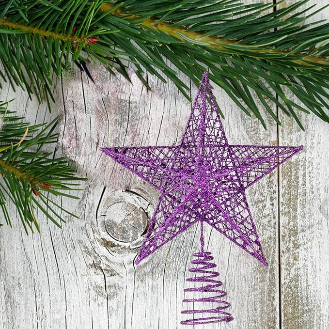 BinaryABC Christmas Tree Topper Star,Glittering Christmas Tree Decoration Ornaments,20cm (Purple)