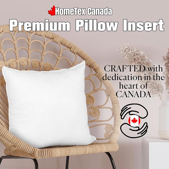 Hometex- 4-Pack, 18"x18" Throw Pillow Insert, 100%, Hypoallergenic, Durable & Premium Soft Polyester Filled Standard Cover, Used for Throw & Square Pillows for Couch, Sofa, Bed and More