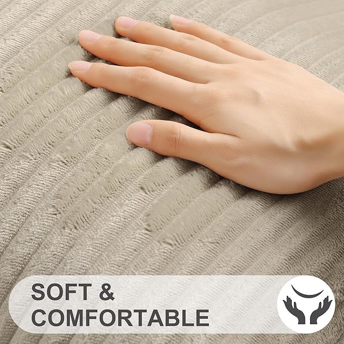 Simmore Decorative Christmas Throw Pillow Covers 16x16 Set of 2, Soft Natural Plush Flannel Double-Sided Fluffy Couch Pillow Covers for Sofa Living Room, Khaki