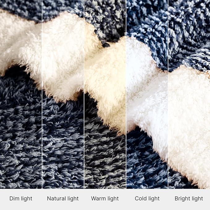 WRENSONGE Throw Blanket Cationic Dyeing Navy Blue Soft Cozy Fluffy Warm Hand Made Weave Throw Blankets for Couch, Sofa, Chair, Bed, Camping, Picnic, Travel Lightweight Bed Blanket - 60"x80"