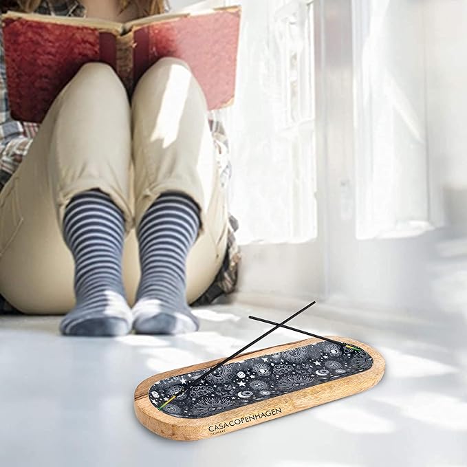 Casa Copenhagen Wooden Incense Holder & Incense Ash Catcher, Pack of 4, Modern Incense Stick Holder for Gifting & Décoration of Home,Yoga,Spa,Hotel - Moon Ray