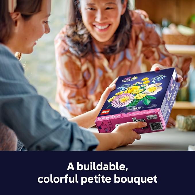 LEGO Botanicals Petite Sunny Bouquet Building Toy - DIY Floral Arrangement for Girls & Boys, Ages 9+ - Bedroom, Desk, Home Decor - Faux Bluebells, Tulip, Daisy, and More - 10347