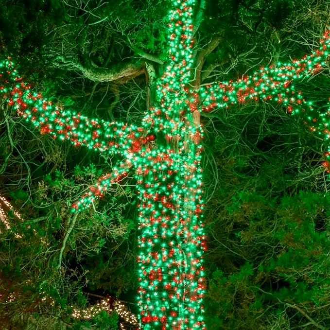 75.8 FT 200 LED Red and Green Christmas Lights Indoor Outdoor, Timer & Memory Function & 8 Modes, Extendable Green Wire, Waterproof Fairy Twinkle String Light for Xmas Tree Holiday Party Garden Yard