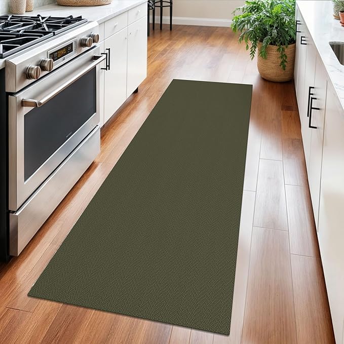 Braided Runner Rug 2x5 Ft Washable Runners for Hallways Kitchen Runner Rug with Rubber Backing Cotton Entryway Runner Indoor, Woven Floor Carpet for Hall Kitchen Bedroom, Dark Green