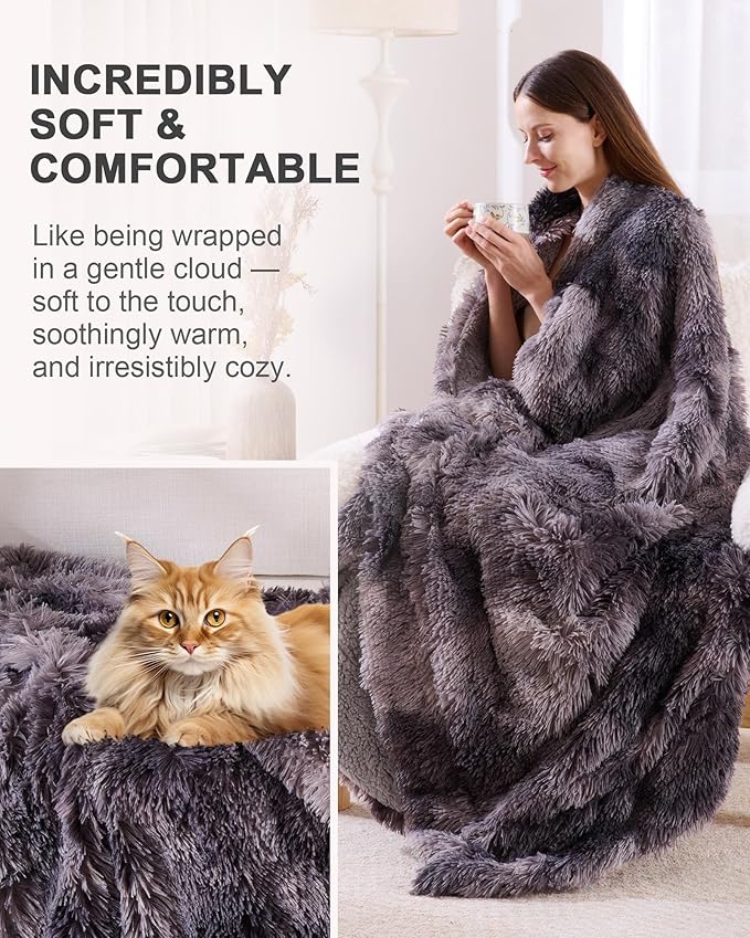 Super Soft Fluffy Faux Fur Sherpa Fleece Blankets Queen Size for Bed, Bedroom Decor Winter Big Blankets Thick Warm, Fuzzy Plush Heavy Bedding Cozy Gifts for Women Men Mom Dad, 90" x 90"