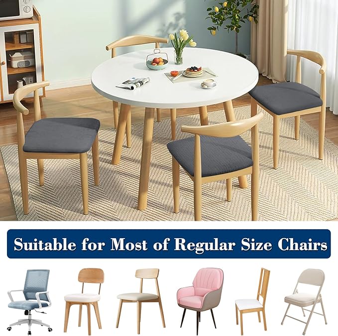 Dining Chair Seat Covers, Washable Dining Room Chair Seat Covers Set of 6, Removable Kitchen Seat Covers Chair Covers for Dining Chairs