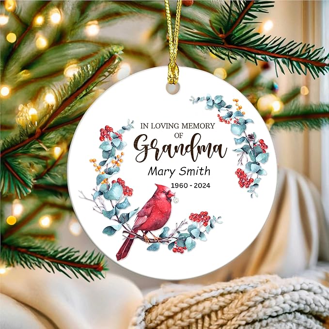 in Memory of Grandma Memorial Christmas Ornament with Date