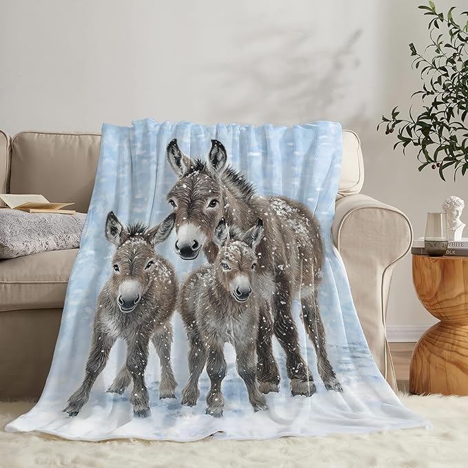 Tijuboni Donkey Throw Blanket Donkey Gifts for Girls Boys Women Men Kids Adults Soft Flannel Fleece Blanket for Couch Sofa Bed Home Decor 60"x80"