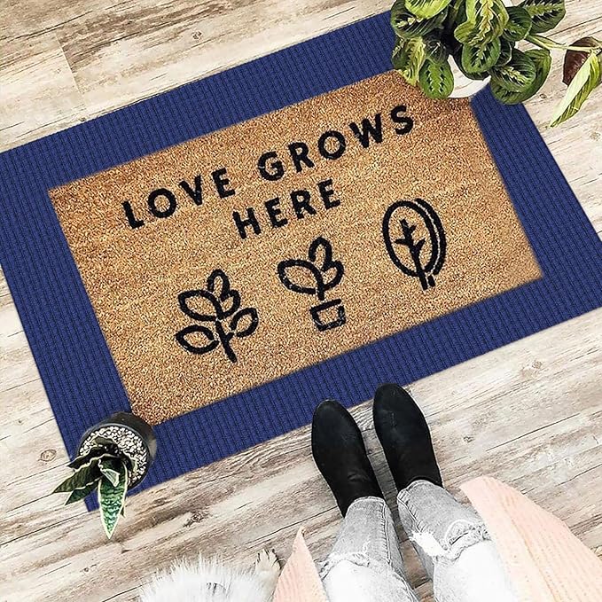 EARTHALL Woven Area Rug 2x3 Ft Washable Rugs for Entryway Braided Non Slip Throw Rugs Door Mat Indoor Outdoor Entrance Small Cotton Woven Carpet for Kitchen Foyer Front Door, Royal Blue/Navy