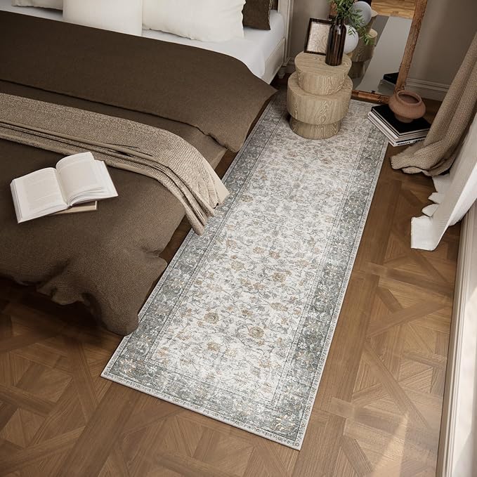 Washable Kitchen Rug Runners for Hallways: 2'x6' Bedroom Rug Non Slip Low-Pile Stain Resistant Soft Indoor Floor Carpet Runner for Indoor Entryway Hallways Kitchen Laundry Room Beside Farmhouse