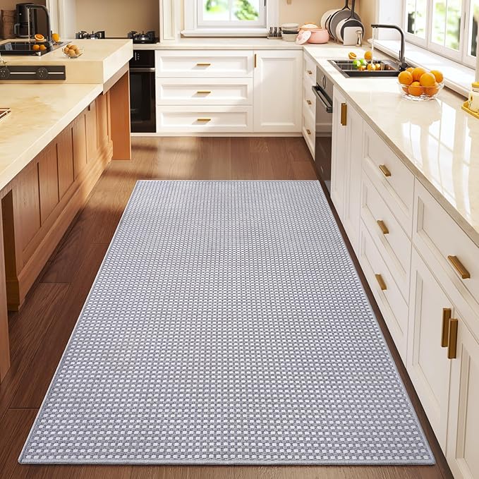 Boho 3x5 ft Washable Area Rug Entryway Runner for Kitchen, Non Slip Woven Hallway Rugs Kitchen Mats for Floor Hall Rug Indoor Door Mat Carpet for Backdoor Bedroom Living Room, Easy Clean, Gray