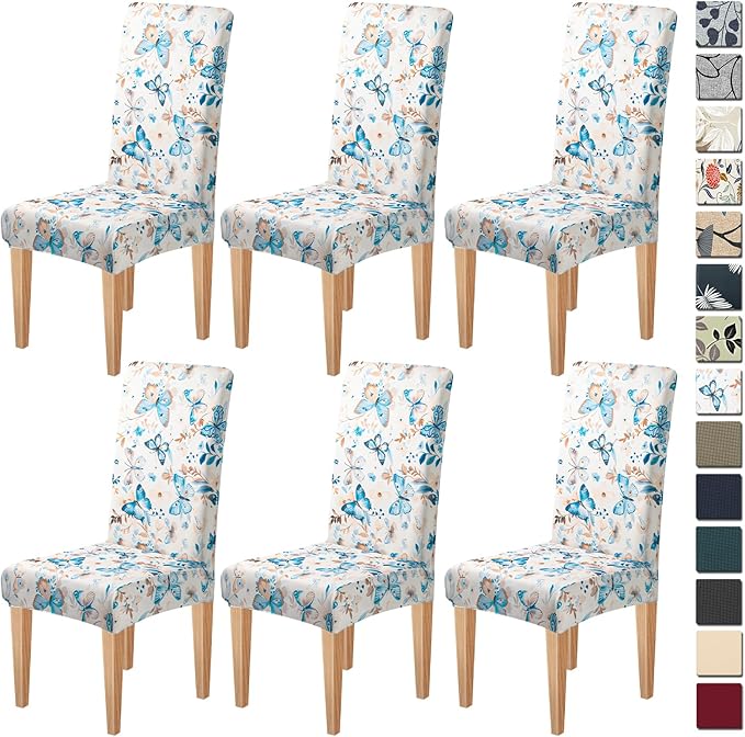 Dioxide High Stretch Chair Covers for Dining Chairs, Washable Dining Chair Covers Set of 6, Soft Kitchen Chairs Seat Covers, Parsons Chair Slipcovers Protectors for Home Hotel Restaurant Banquet
