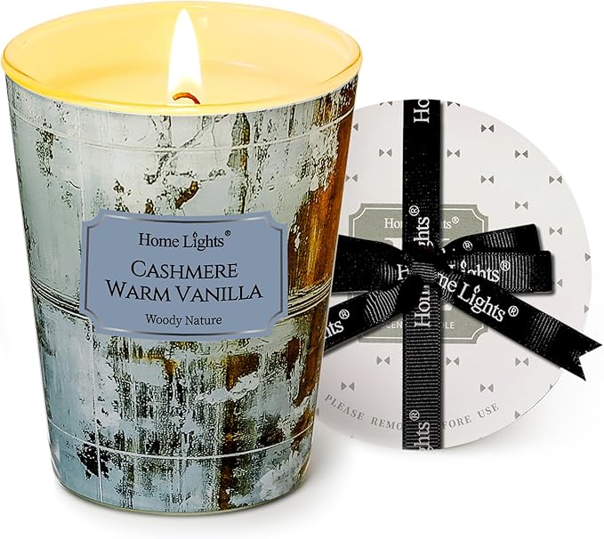 HomeLights Scented Candles for Women & Men, 6.7oz Candle Jars Aromatherapy Single Wick Candle, Ideal for Industrial Chic Home Decor and Gifts, Cashmere Warm Vanilla