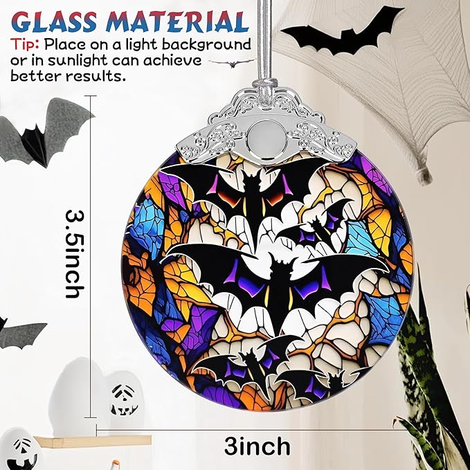 Christmas Ornament, Stained Glass Ornament, Christmas Decorations for Tree, Holiday Ornament, Unique Gift Idea - Bats in The Dark