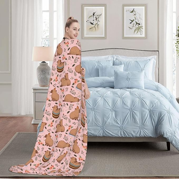 Capybaras Blanket Throw Blanket for Bed Soft Cozy Fluffy Couch Blankets Fleece Blanket Throw Gifts for Women Men Girls Boys 50"x40"