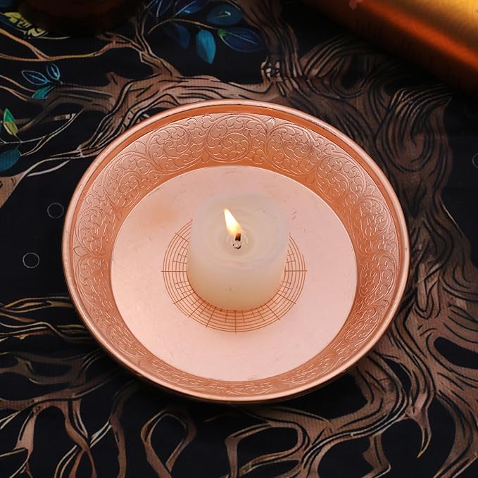Copper Offering Prayer Ritual Bowl Plate - Great for use Meditation,Witches,Smudging, Incense,Candle Dish, Ash Catcher,Jewelry Dish (Meditation Poster)