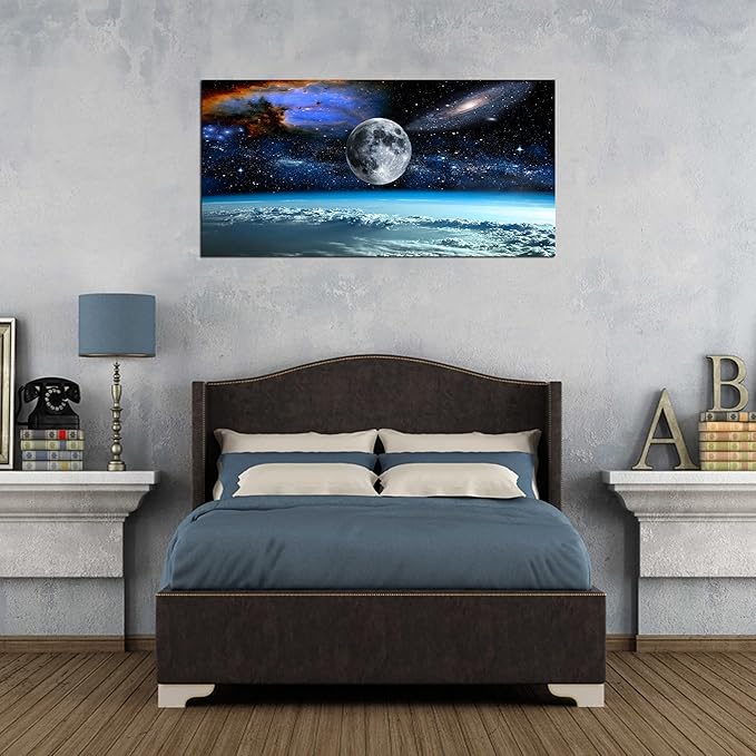 XXM WallArt FC2575 Space View From Earth Canvas Wall Art Landscape Modern Decor Abstract Canvas for Living Room Bedroom Kitchen Home and Office Wall Decor