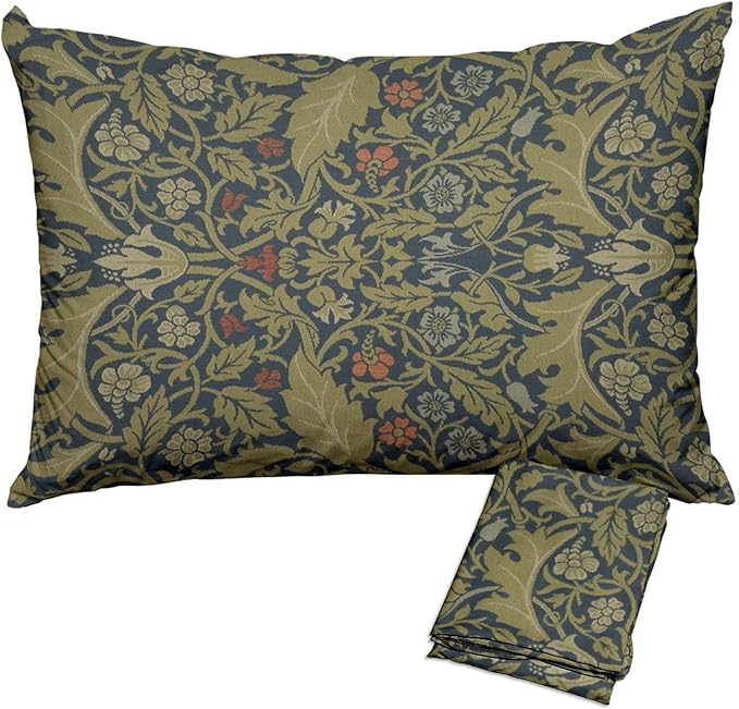 William Morris Pillow Protectors with Zipper Standard Size Vintage Floral Botanical Print Pillow Covers Set of 2 Dark Green Plant Leaf Pillowcases Mid Century Modern Bed Pillow Covers 20"x36"